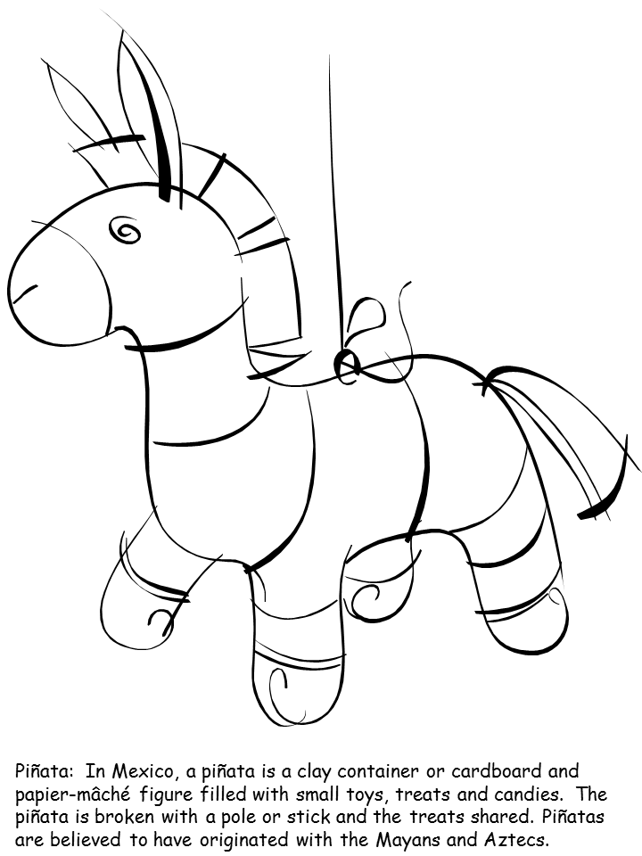 Download Horse Pinata With Text Coloring Page - Free Printable Coloring Pages for Kids