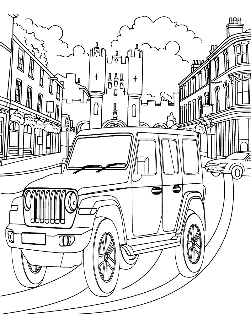 Hot Wheels city scenes coloring pages