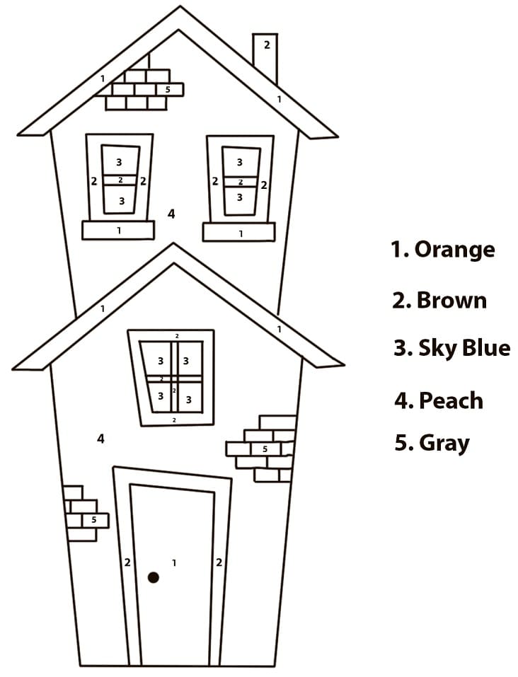 House Color by Number Worksheet