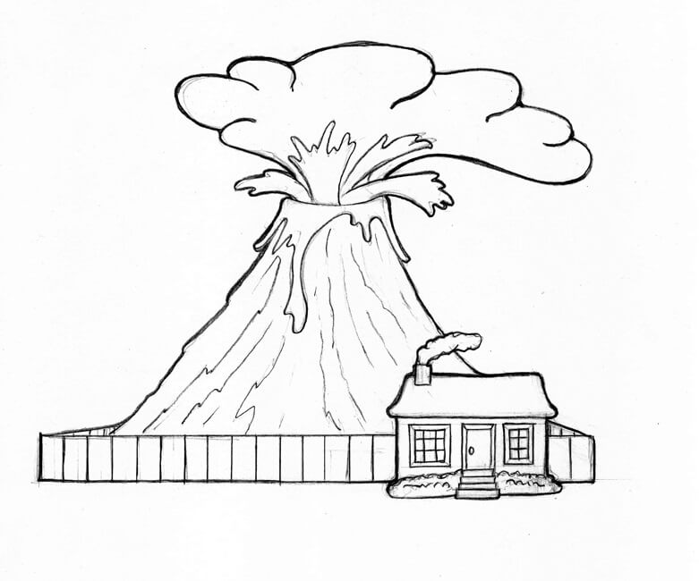 House and Volcano