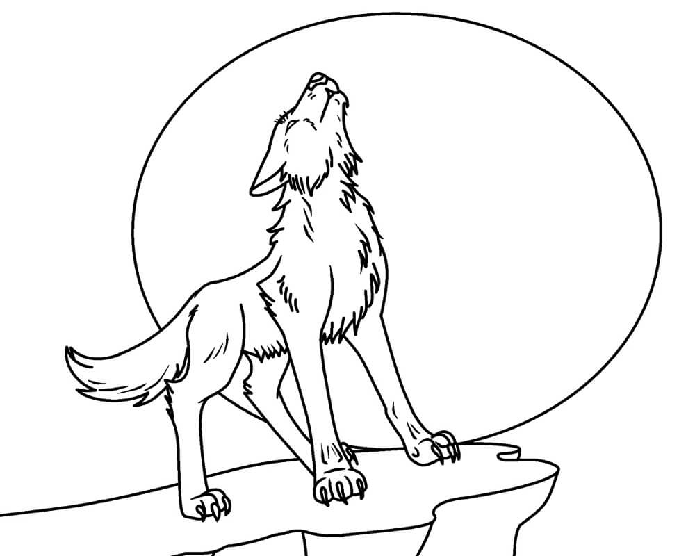 Howling Wolf Coloring Page - Free Printable Coloring Pages for Kids