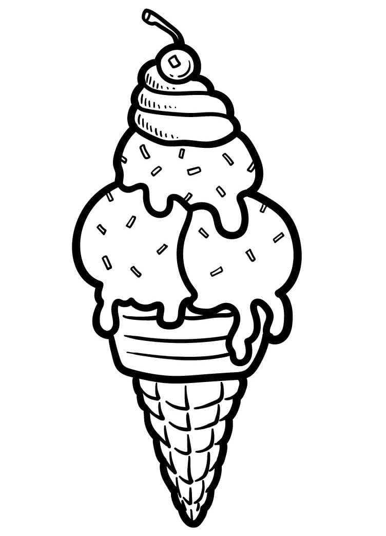 Easy Ice Cream Cone Coloring Page - Free Printable Coloring Pages for Kids