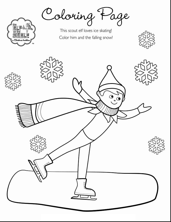 Ice Skating Elf On The Shelf Coloring Page Free Printable Coloring Pages For Kids