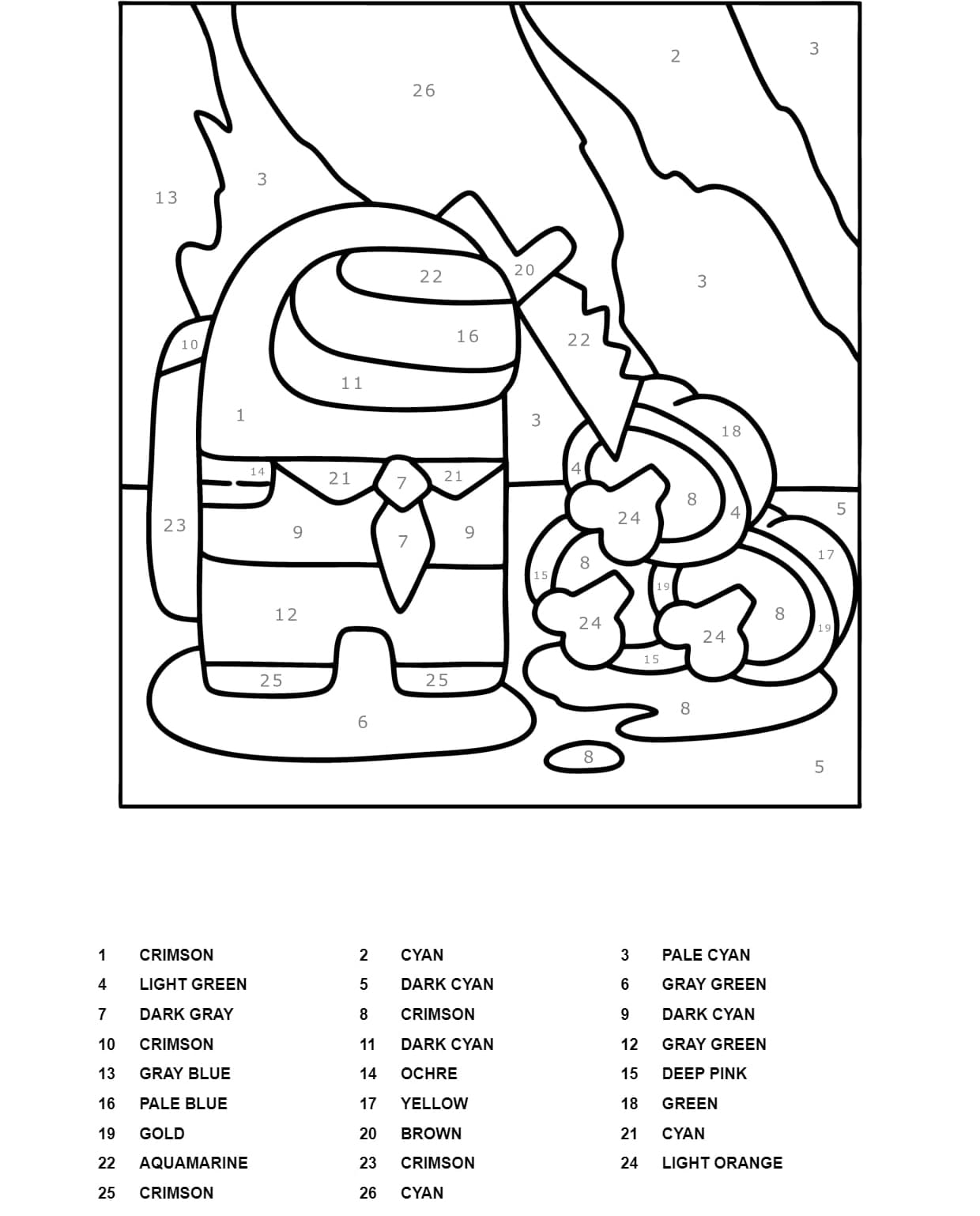 Impostor Among Us Color by Number Coloring Page   Free Printable ...