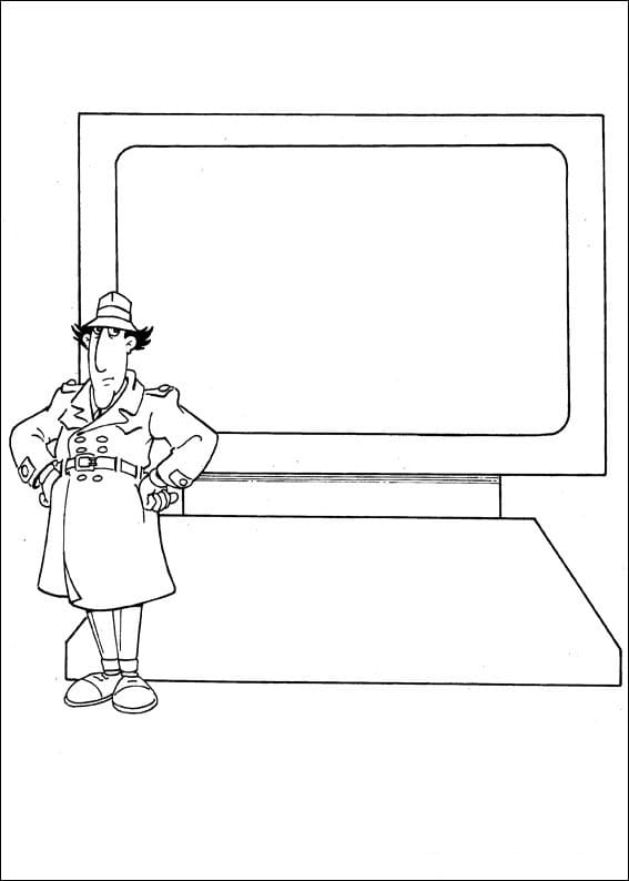 Inspector Gadget and Big Screen Coloring Page - Free Printable Coloring