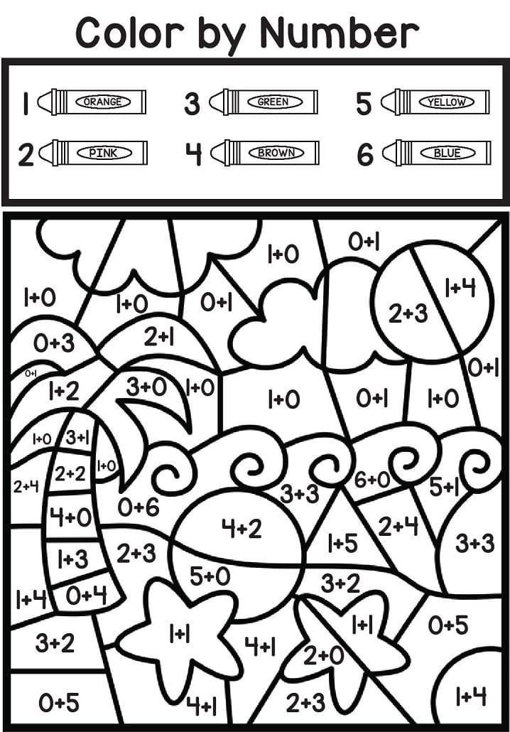 Double Digit Color By Number Addition Coloring Page Free Printable 