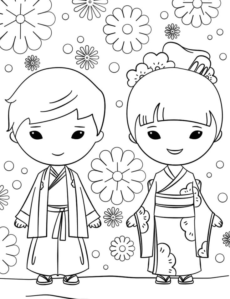 Japanese Girl In Kimono Coloring Page Free Printable Coloring Pages 