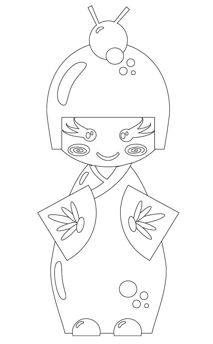 Japanese Traditional Doll Coloring Page - Free Printable Coloring Pages