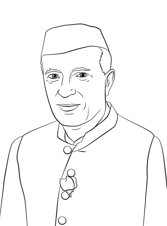 Ausmalbild Jawaharlal Nehru