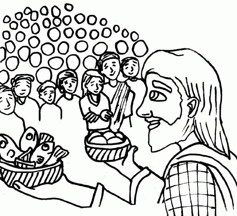 Jesus Feeding 5,000 Coloring Page - Free Printable Coloring Pages for Kids