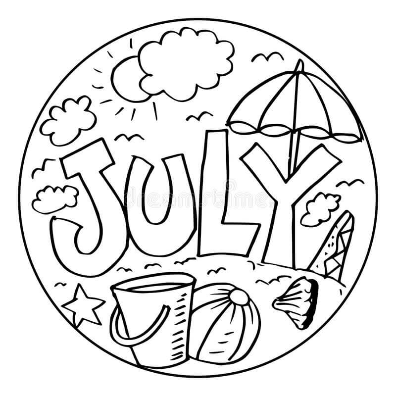 Calendar July Coloring Page - Free Printable Coloring Pages for Kids