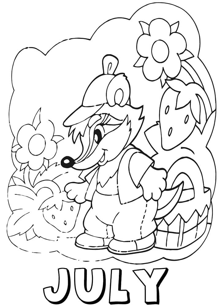 Hello July Coloring Page - Free Printable Coloring Pages for Kids
