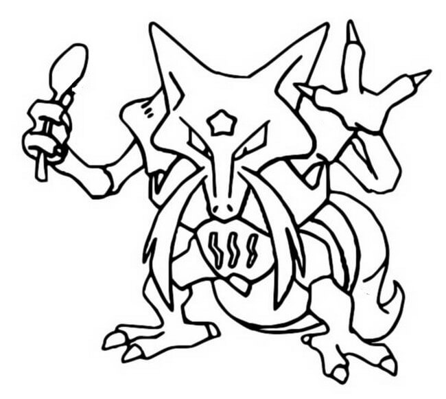 kadabra coloring page in black and white pokemon