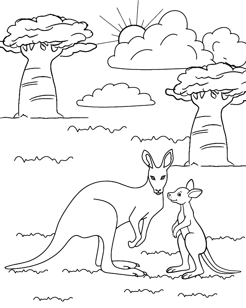 Kangaroo coloring page-07 - Coloring Pages