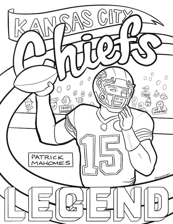 Kansas City Chiefs Mahomes Coloring Page Free Printable Coloring 