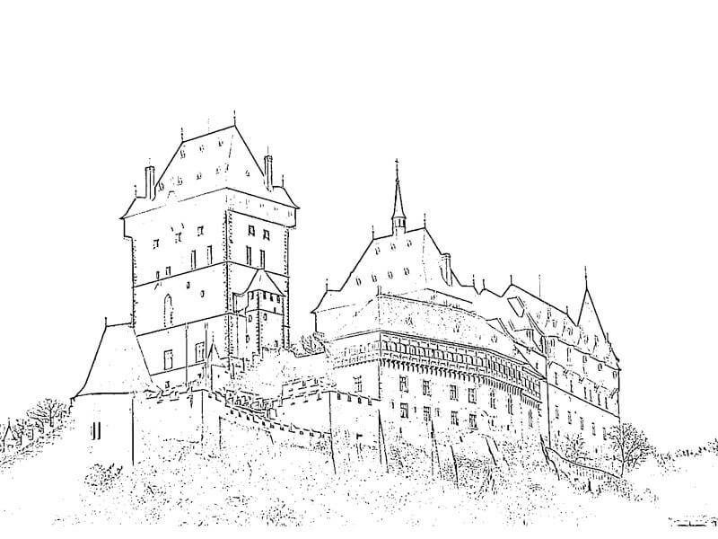 Karlštejn Castle Färbung Seite - Kostenlose druckbare Malvorlagen für ...