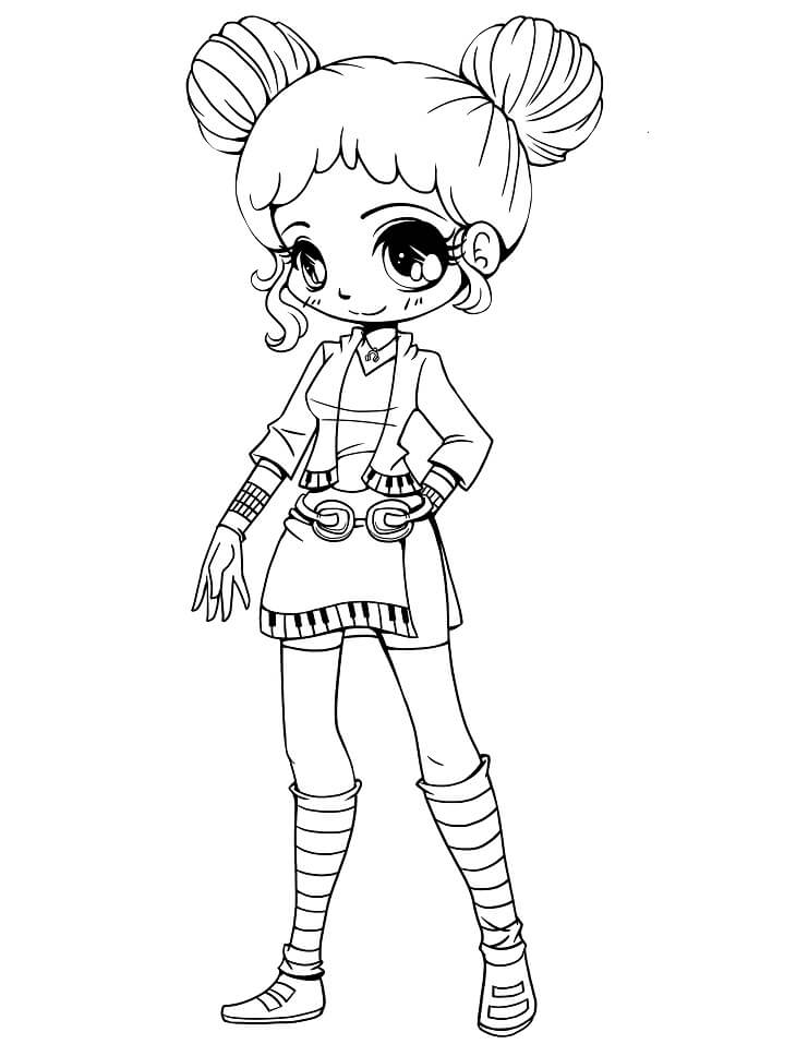 kawaii girl 5 coloring page free printable coloring pages for kids