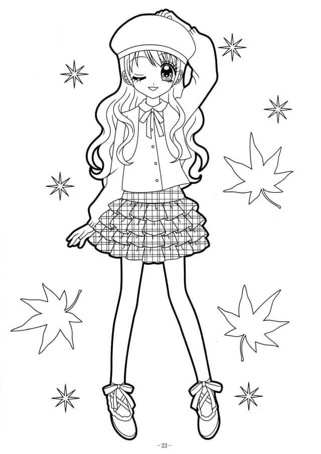 Kawaii Girl 2 Coloring Page - Free Printable Coloring Pages for Kids