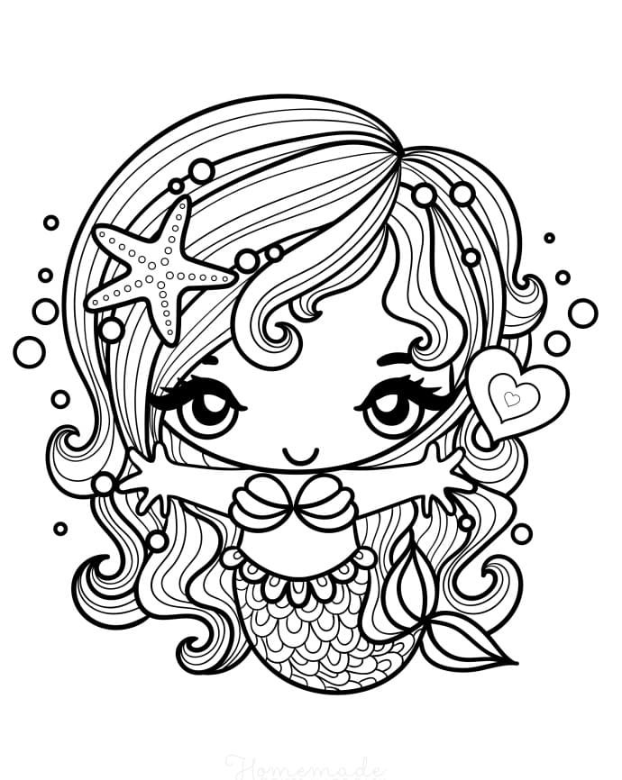 kawaii mermaid coloring page free printable coloring pages for kids