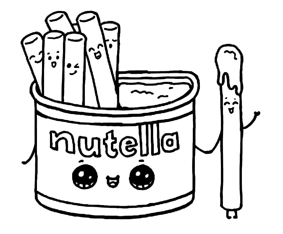 Nutella Kawaii Food Coloring Pages