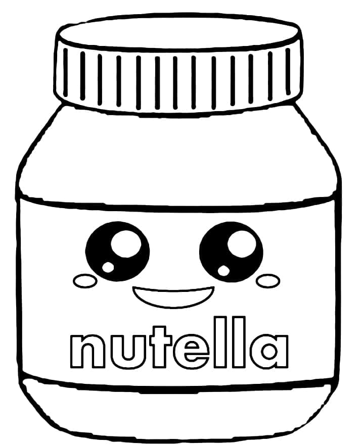 Kawaii Nutella Coloring Pages