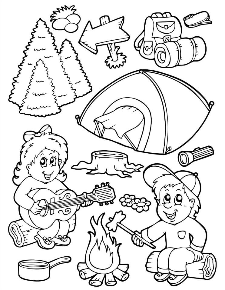 Campfire And Camping Tent Coloring Page Free Printable Coloring Pages 