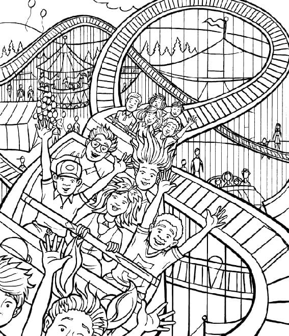 Kids On Roller Coaster Coloring Page Free Printable Coloring Pages 