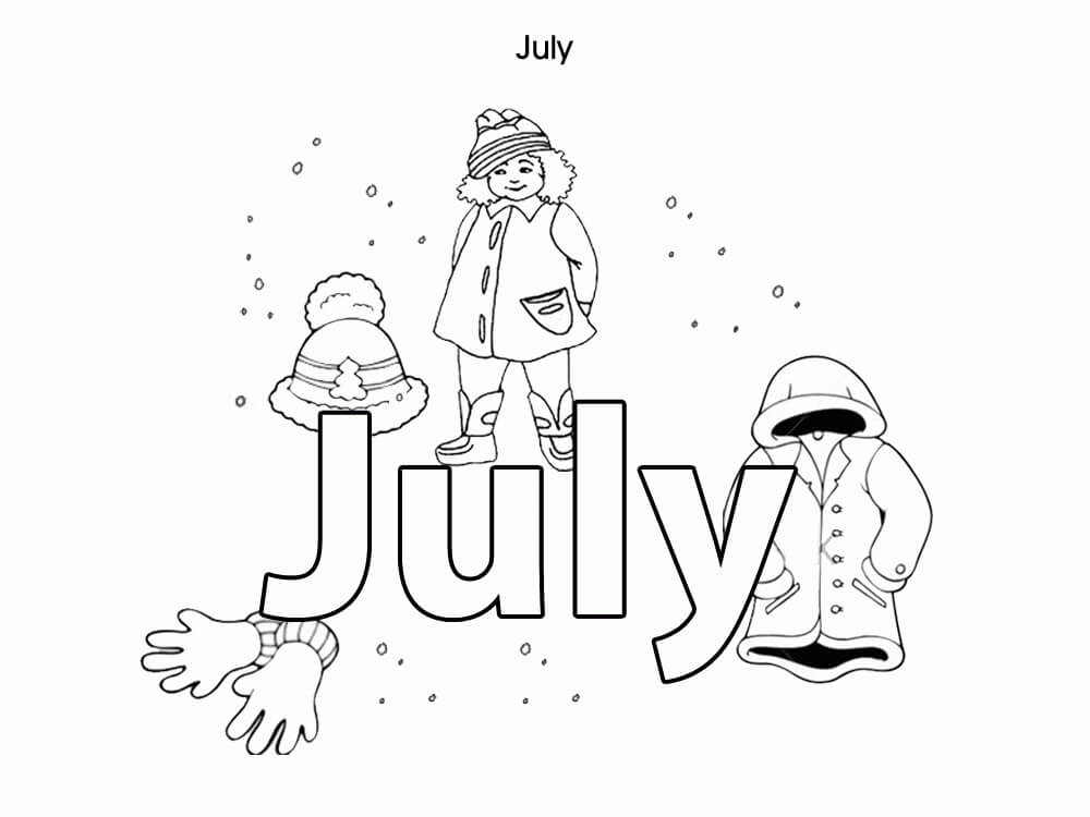 Kids with July Coloring Page - Free Printable Coloring Pages for Kids
