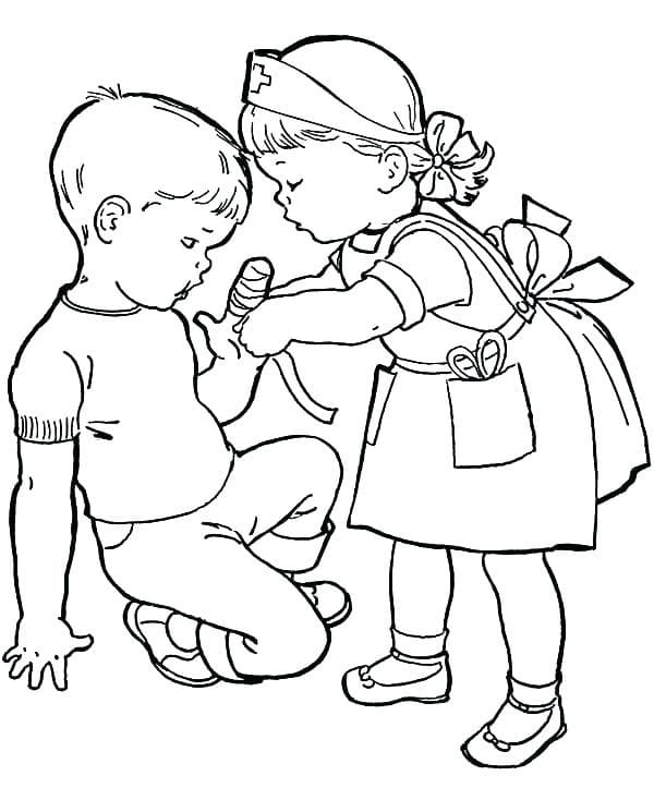 Kids Helping Others Coloring Pages