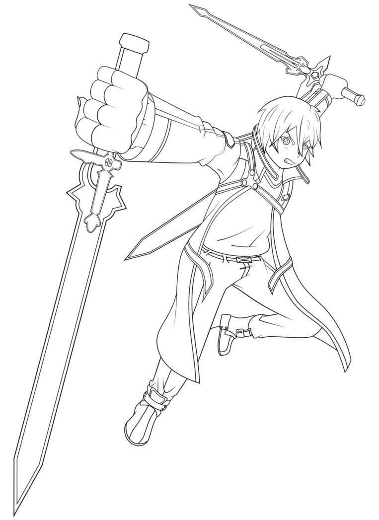 Kirito from Sword Art Online Coloring Page   Free Printable ...