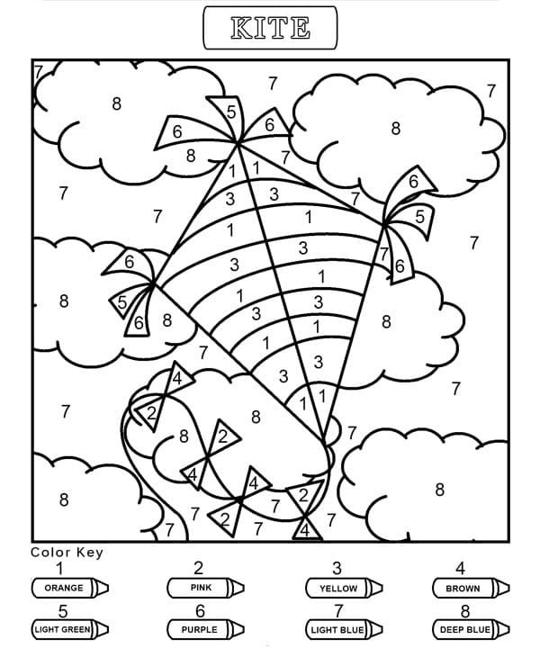 Kite for Kindergarten Color by Number