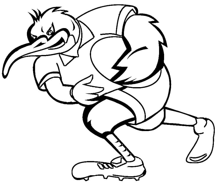 Kiwi Bird is Playing Rugby
