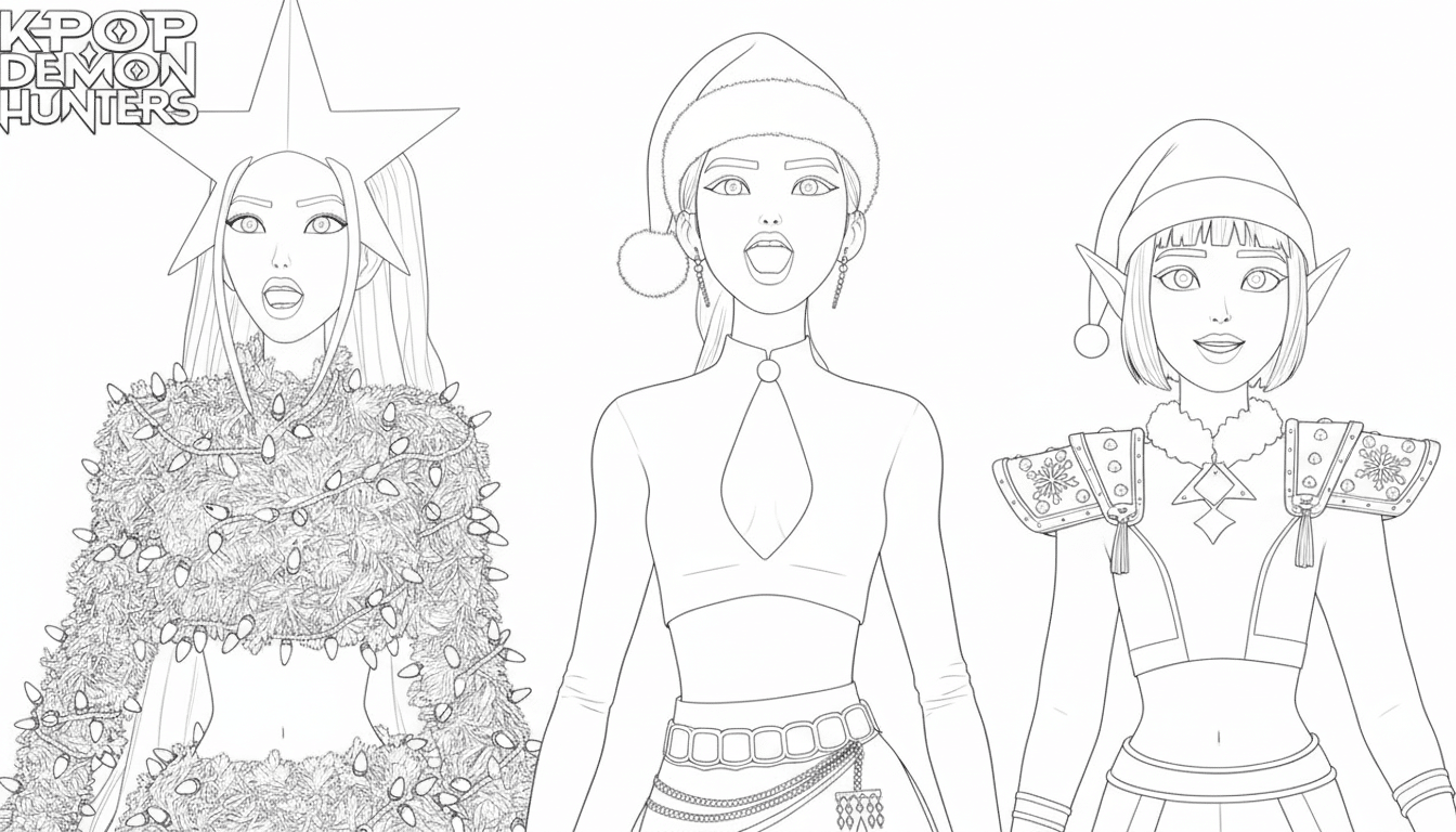 Kpop Demon Hunter Holiday Coloring Page