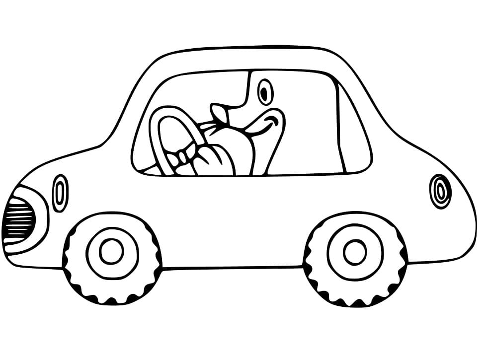 Krtek Driving Car Coloring Page - Free Printable Coloring Pages for Kids