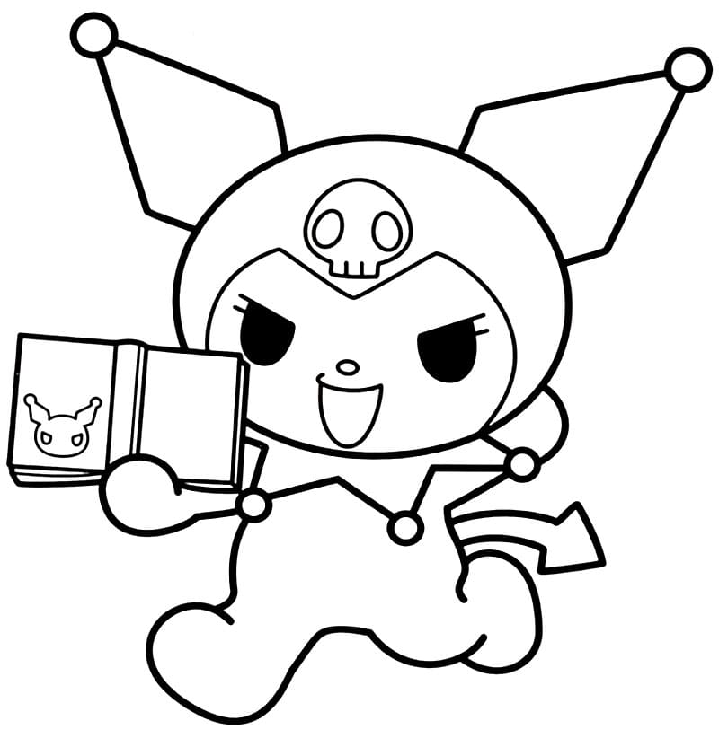 Kuromi with Book Coloring Page Free Printable Coloring Pages for Kids