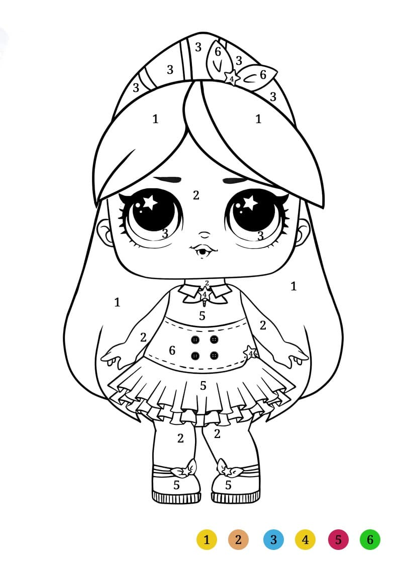 Lol Surprise Doll Color By Number Coloring Page Free Printable