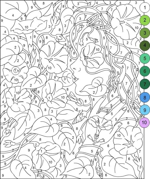 Lady Color By Number For Adult Coloring Page Free Printable Coloring Pages For Kids