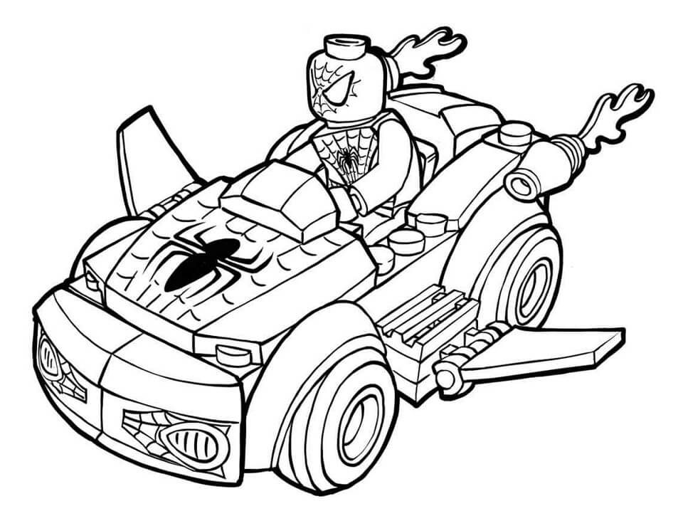 Lego Spiderman Driving Coloring Page - Free Printable Coloring Pages for  Kids