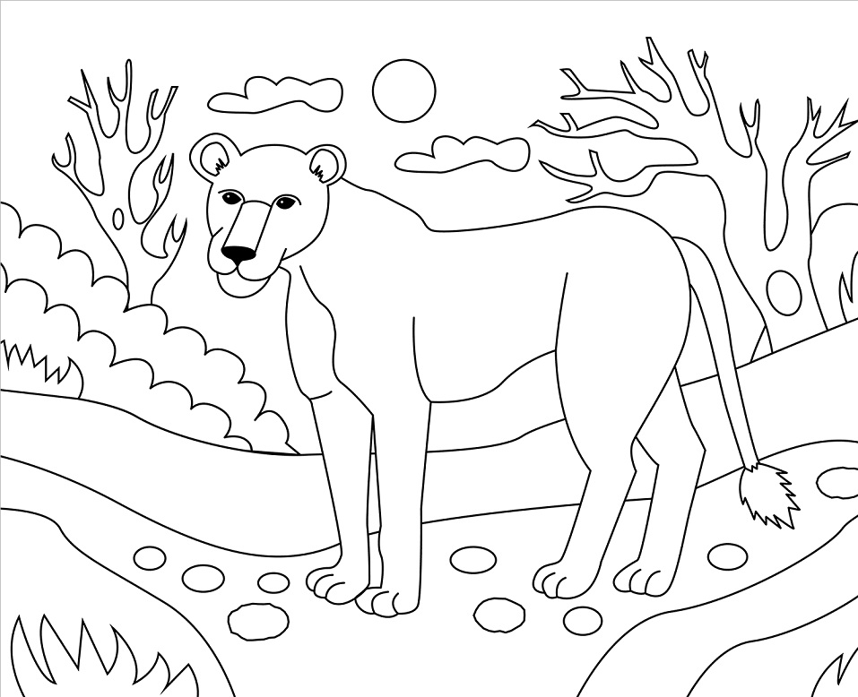 Lioness Coloring Page - Free Printable Coloring Pages for Kids