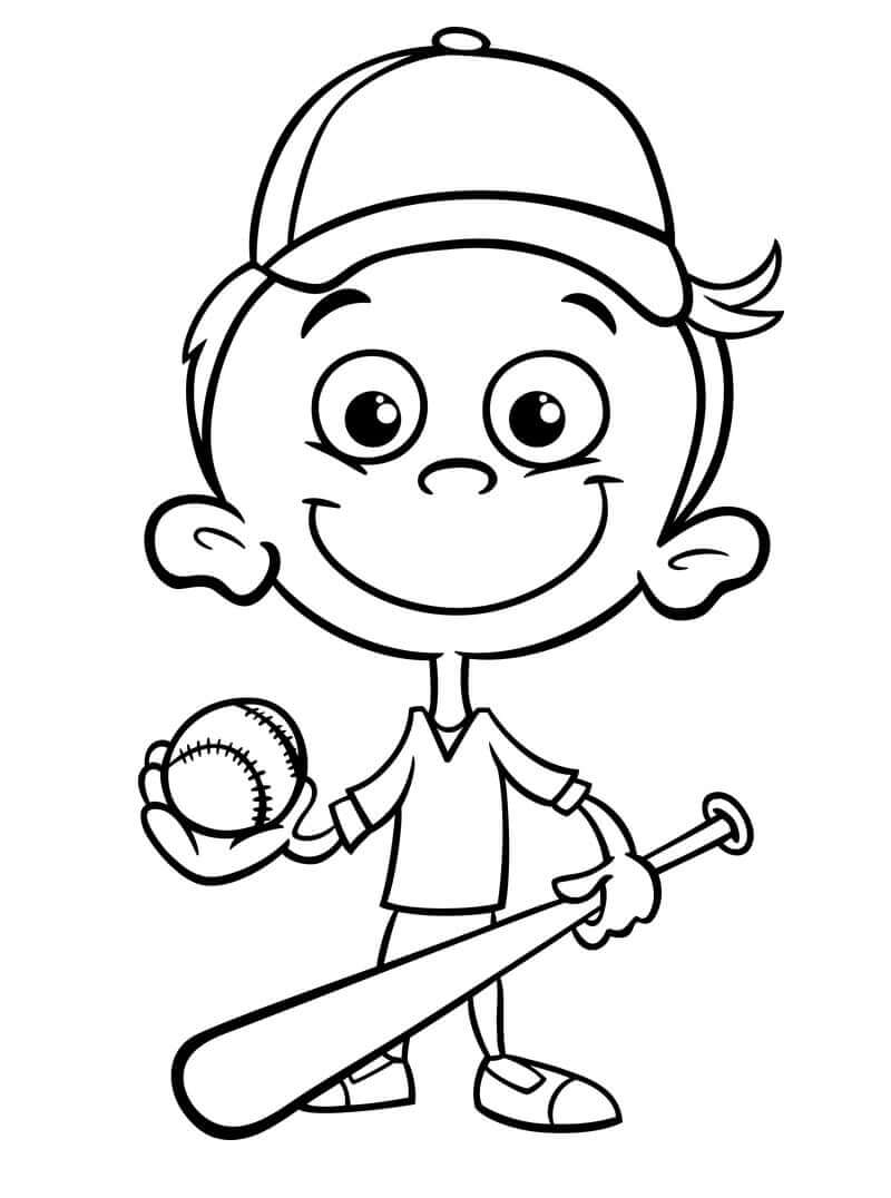 Little Baseball Player Coloring Page - Free Printable Coloring Pages