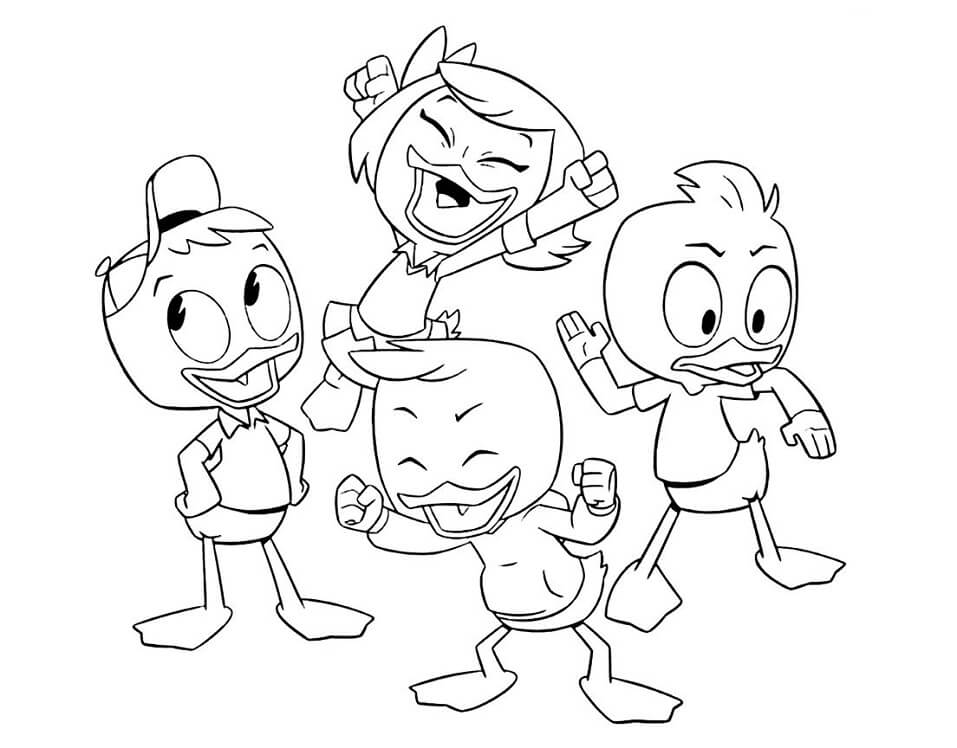 Little Ducks from Ducktales Coloring Page - Free Printable C
