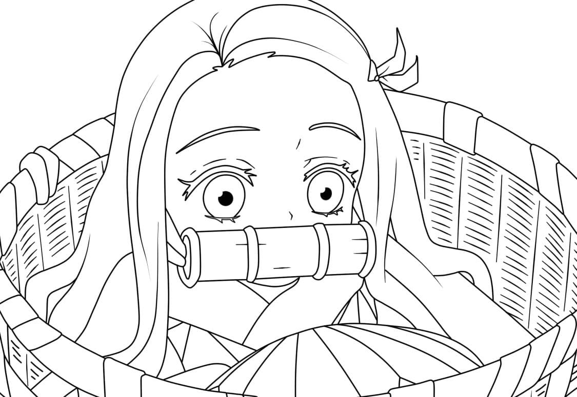 Little Nezuko Coloring Page   Free Printable Coloring Pages for Kids