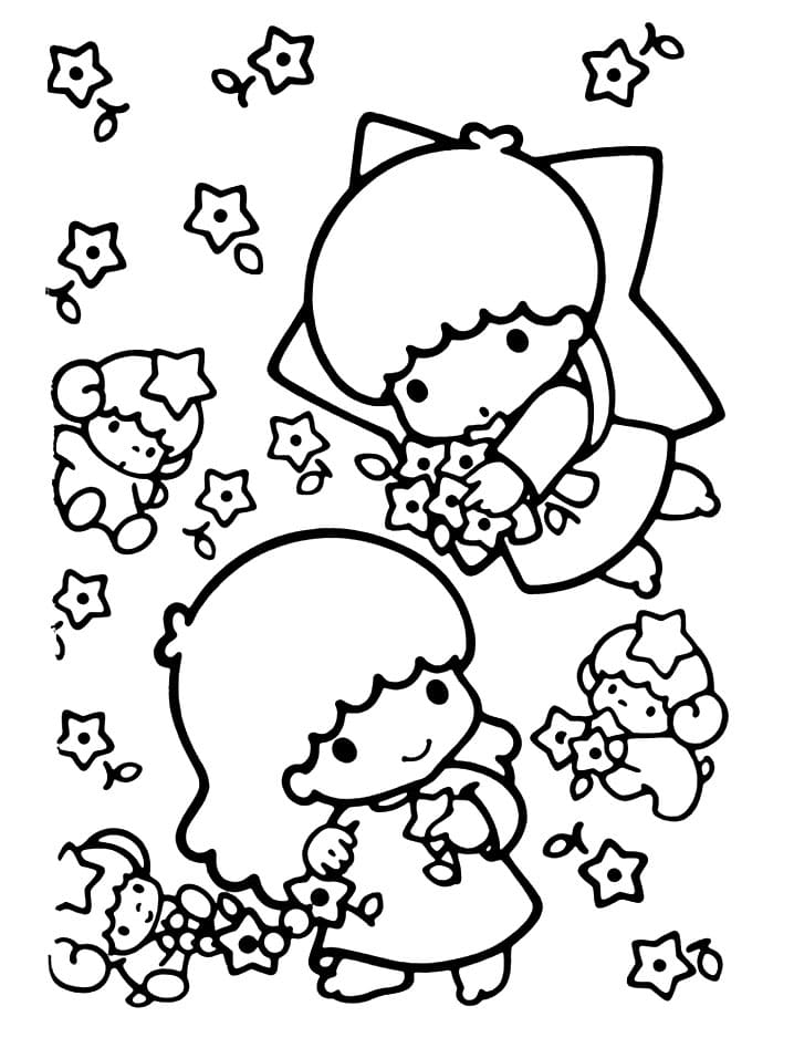Lovely Little Twin Stars Coloring Page - Free Printable Coloring Pages ...