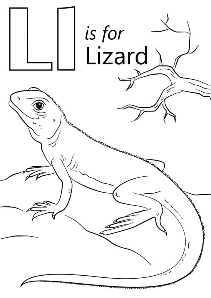 lizard letter l coloring page  free printable coloring