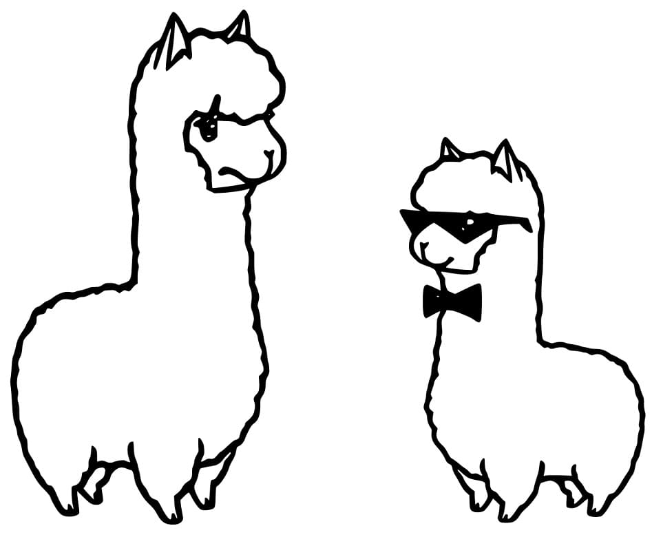 Llama and Alpaca Coloring Page - Free Printable Coloring Pages for Kids
