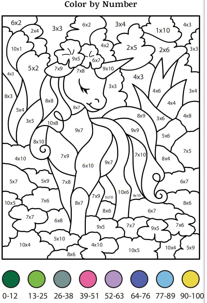 Unicorn Color By Number Coloring Pages Free Printable Coloring Pages