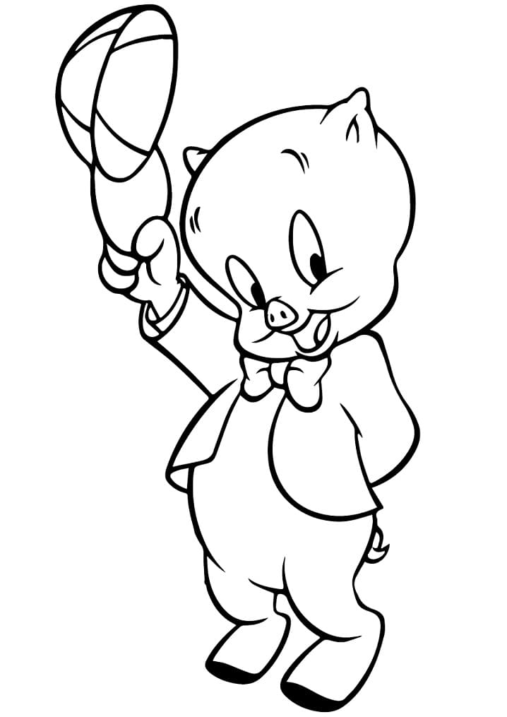 Porky Pig from Looney Tunes Coloring Page - Free Printable Coloring