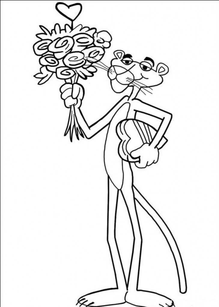 pink panther in love coloring page Pink panther coloring page ...
