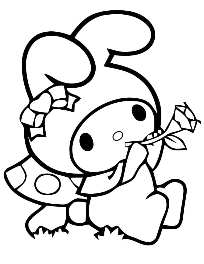 My Melody with Paws Coloring Page - Free Printable Coloring Pages for Kids