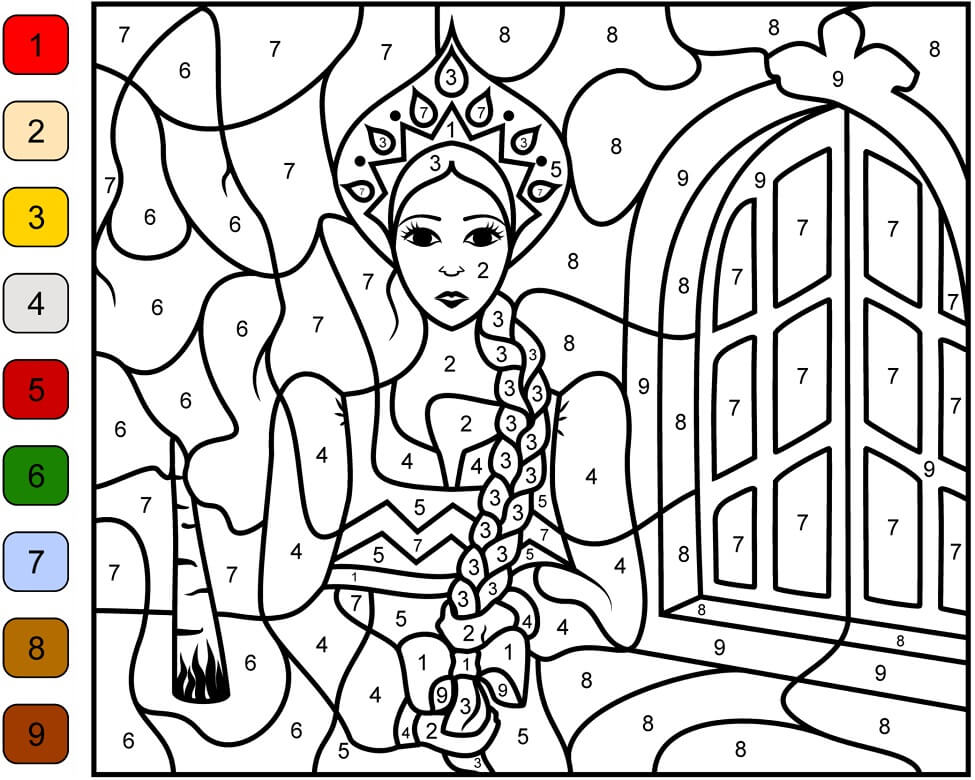 happy princess color by number coloring page Coloring pages princess print